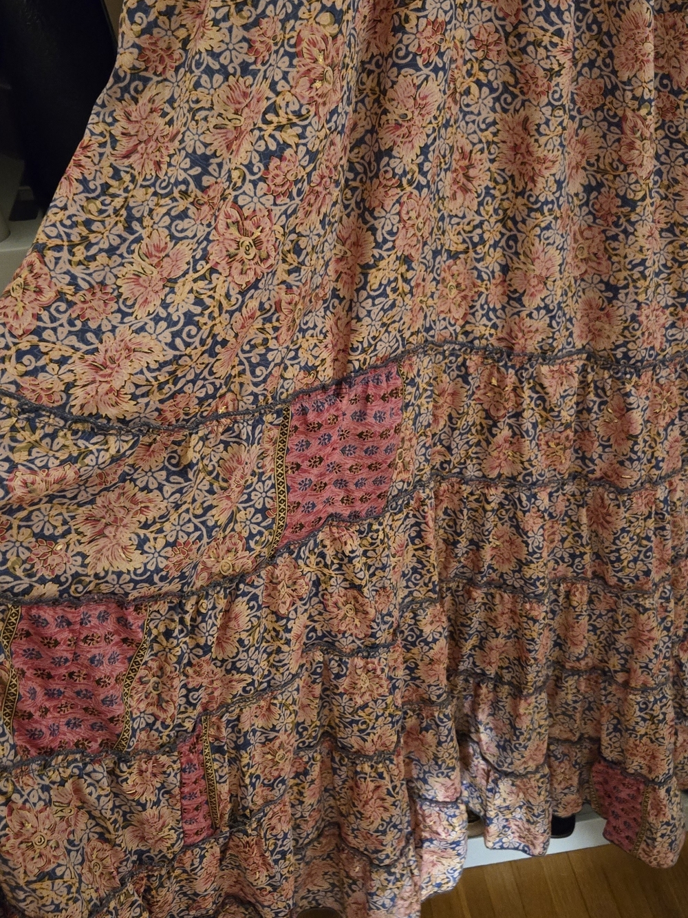 Cienna Smocked Waist Floral Tiered Silk Blend Maxi Dress - Pink Mix - Picture 2 of 8